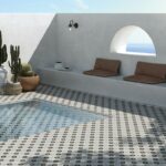 Outdoor tile for in-ground pool space.