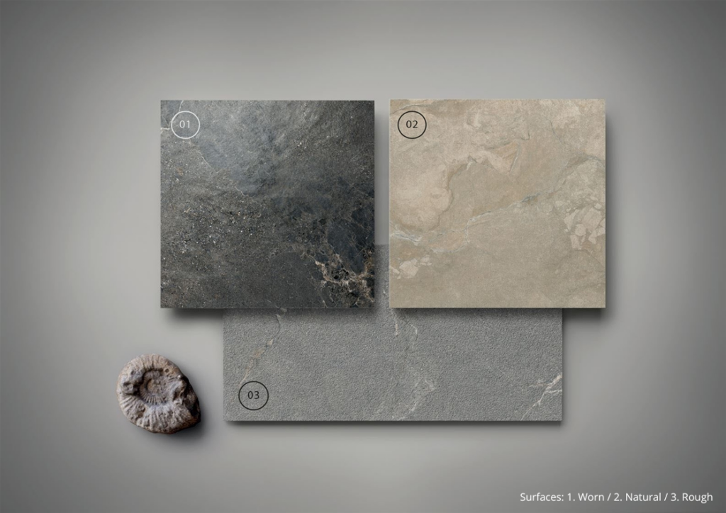 Stone look tile exampes.