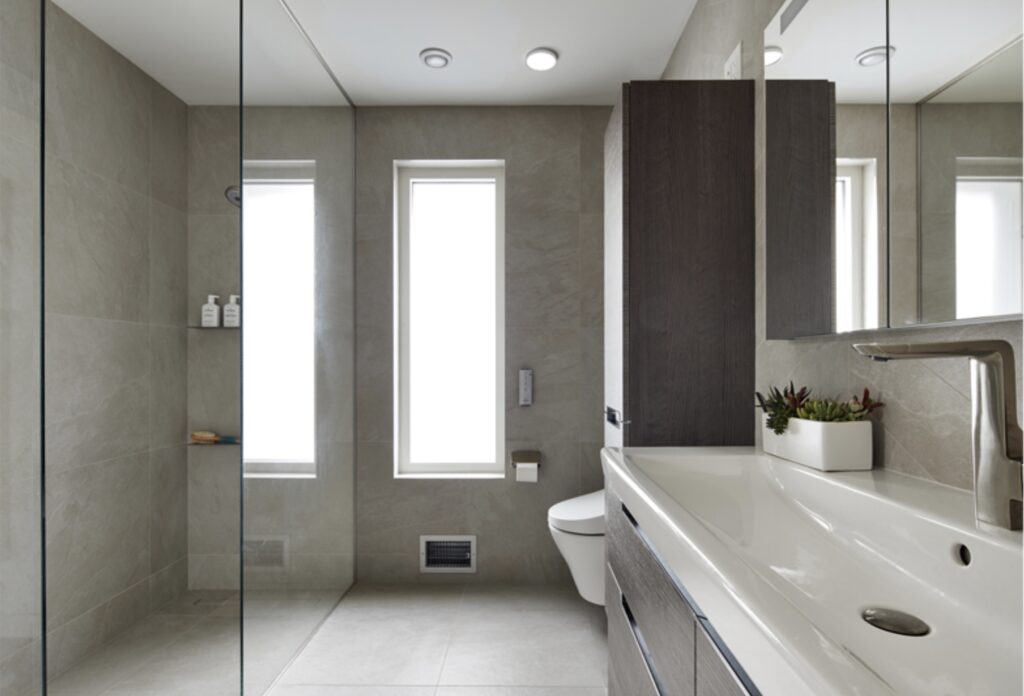 The Good Energy Haus master bathroom design.