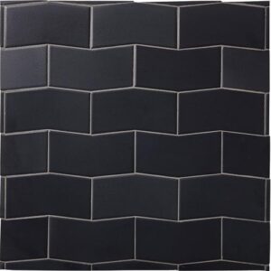 Detailed image of a black chevron shape wall tile.