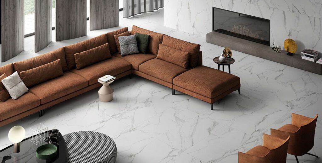 Tile floor in living space.