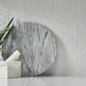 Ceramic hexagon tile for backsplash.