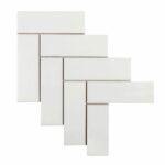 Brick Herringbone Mix White